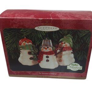 Hallmark Keepsake Ornament Set 3 Snowmen Of Mitford 1999 Collectible Christmas